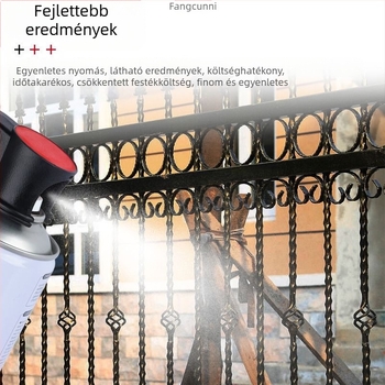 Hordozható festékszóró eszköz kézi fogantyúval, permetező tartállyal és fúvókával — 5 kulcsfontosságú specifikáció: maximális nyomás, maximális permetléáramlás, optimális permetezési távolság, permetezési szélesség, teljes súly