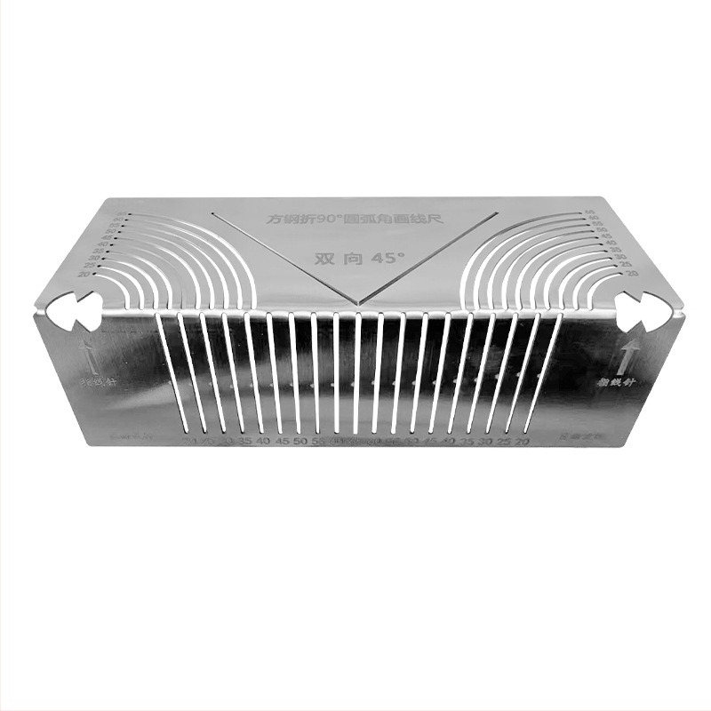 Yishun Négyszögcső Szerint Hajlított Vonalzó – Acél, 90° Ív és Derékszög Jelölő Eszköz, Többszörös Funkció