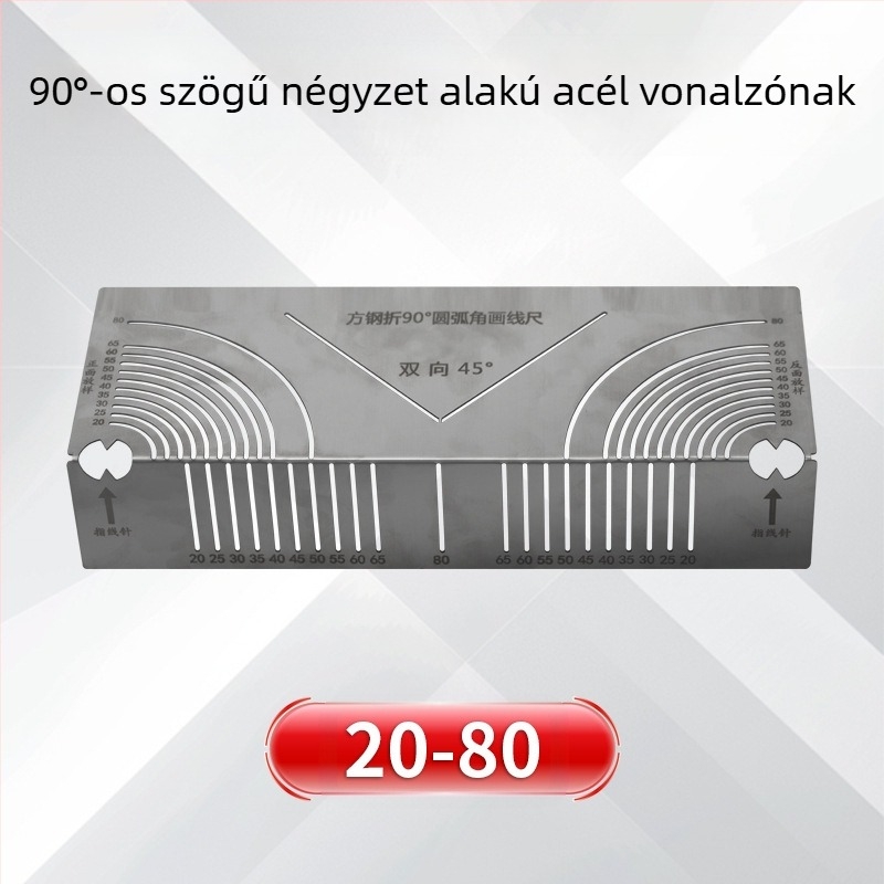 Yishun Négyszögcső Szerint Hajlított Vonalzó – Acél, 90° Ív és Derékszög Jelölő Eszköz, Többszörös Funkció