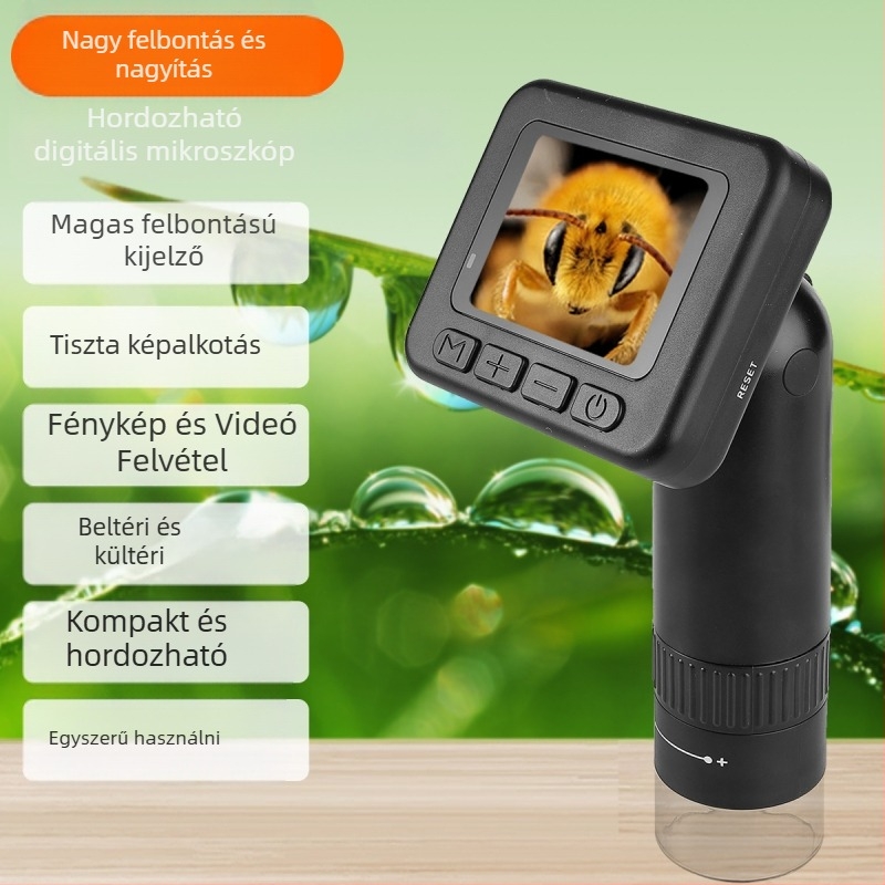 Elektronmikroszkóp digitális kijelzővel oktatási és vizsgálati célokra; gyerekeknek és felnőtteknek egyaránt alkalmas; detektálja a szőrtüszőket, a bőrt és a nyomtatott áramköröket valós idejű megfigyeléssel.