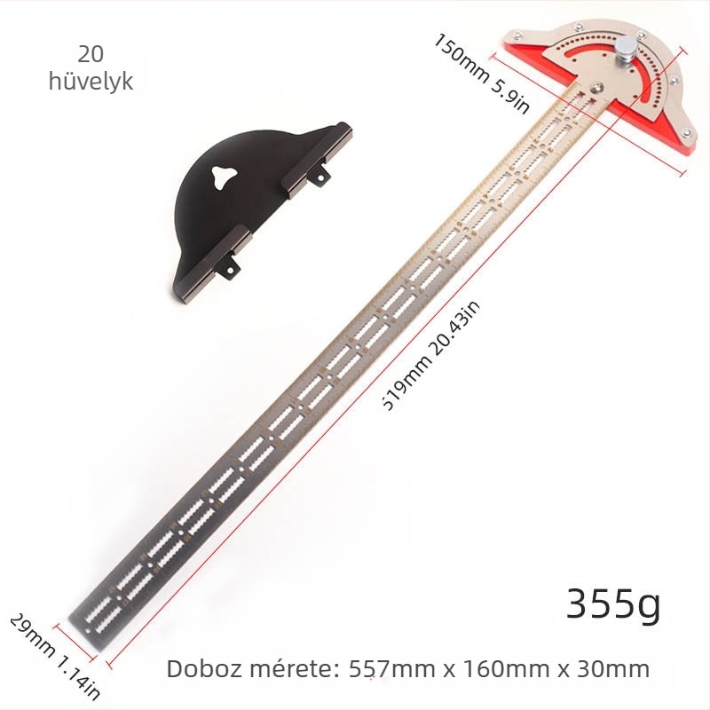 Fafaragó mérőeszköz – élhez és szögmérőhöz, faipar számára, rozsdamentes acél, Yunbei márka