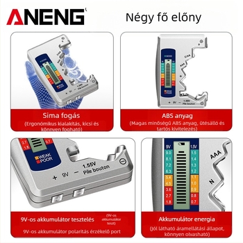 ANENG kártyaformátumú akkumulátor-tesztelő LCD kijelzővel a feszültség méréséhez