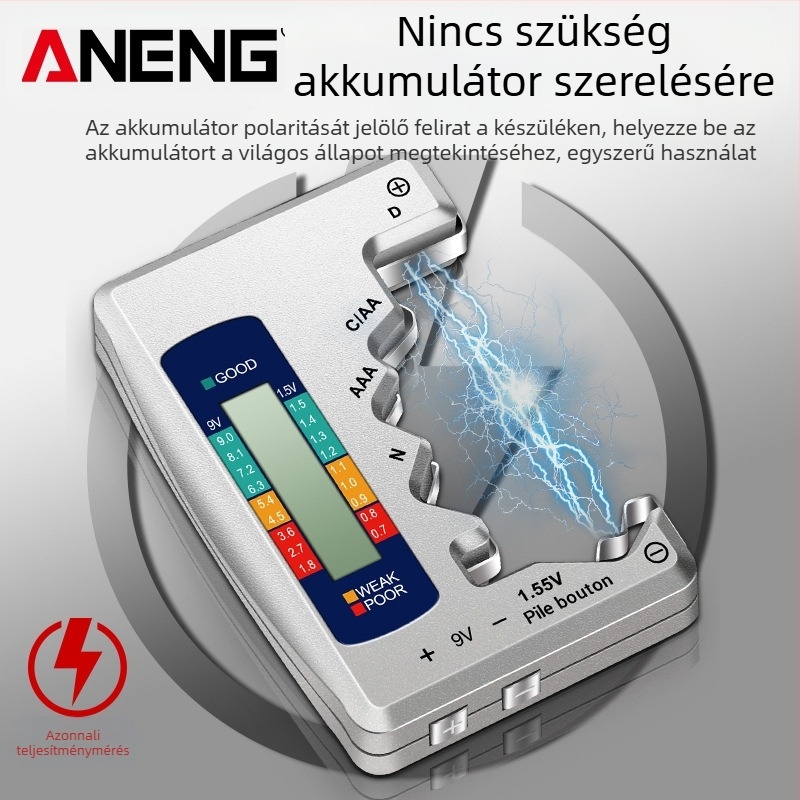 ANENG kártyaformátumú akkumulátor-tesztelő LCD kijelzővel a feszültség méréséhez