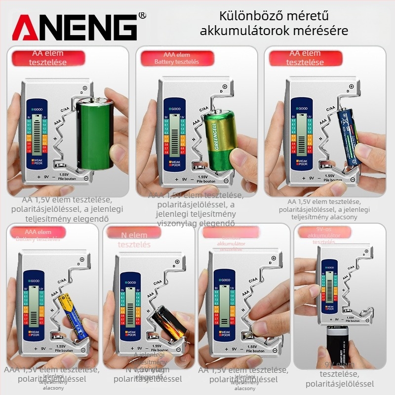 ANENG kártyaformátumú akkumulátor-tesztelő LCD kijelzővel a feszültség méréséhez