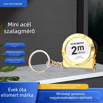 Csigavonal alakú acél mérőszalag kulcstartóval és autós medállal — Black Stone, szalag szélesség 8 mm