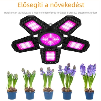 LED növénynevelő lámpa vörös-kék spektrummal, összecsukható kivitel, 216/252/288 LED-del, bemeneti feszültség AC100-277V, ABS+PC ház, 295 g