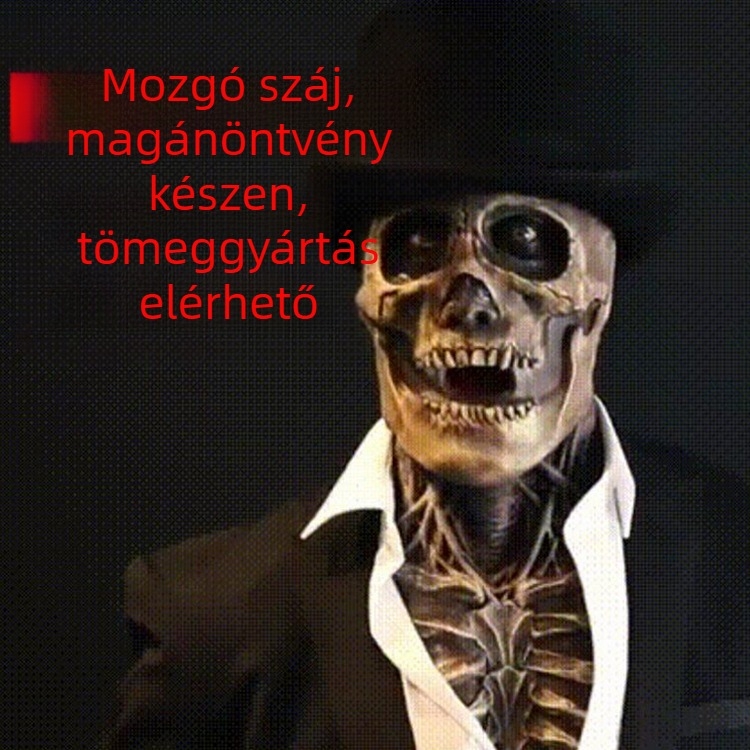 Latex koponya maszk, zombis jellegű, terrort stílusú kellék DIY-hez, karácsonyra, Halloween-re és húsvétkor