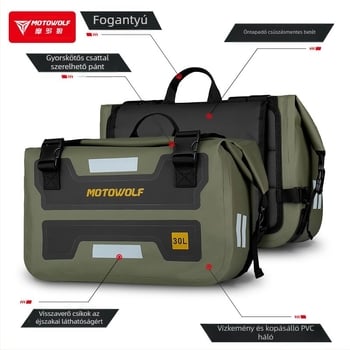Motorkerékpár oldalsó táska utazáshoz, kültéri, vízálló, gyors kioldású, nagy kapacitású, Knight Pack stílus, 500D PVC anyag, Mordo Wolf/MOTOWOLF