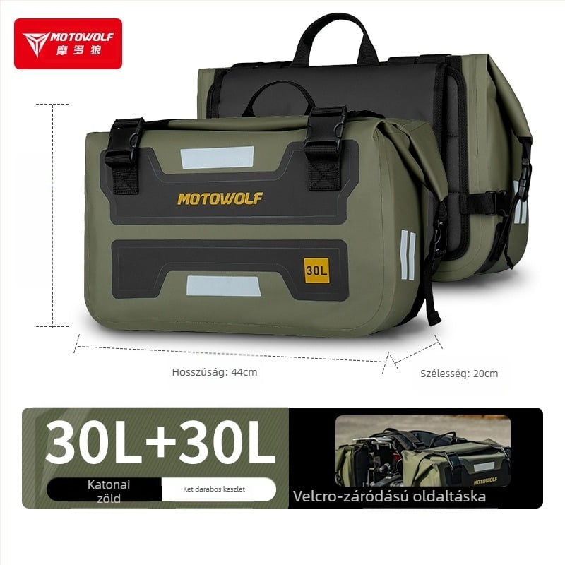 Motorkerékpár oldalsó táska utazáshoz, kültéri, vízálló, gyors kioldású, nagy kapacitású, Knight Pack stílus, 500D PVC anyag, Mordo Wolf/MOTOWOLF