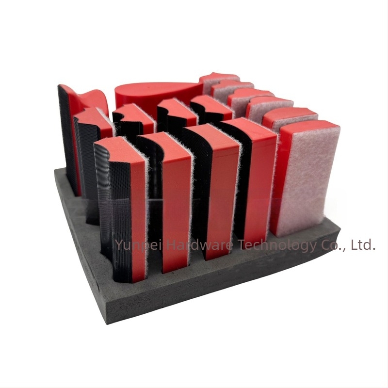 16 darabos kézi polírozó és csiszoló blokkok nylon rostból, fa, fém és autófelületek polírozására