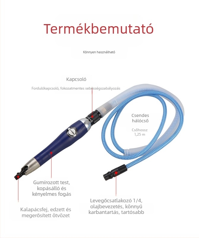 Pneumatikus ultrahangos fájl formák polírozógépe, visszatérő csiszoló eszköz, 35000 rpm, levegő bemenet 1/4", 6 bar, 0,5 kg