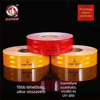 PET autóreflexiós szalag 104R, nagy fényerő, LUKE/Lujia márka, ipari szabvány, reflexiós szalag sorozat, működési hőmérséklet -20–70°C, tömeg 1150 g