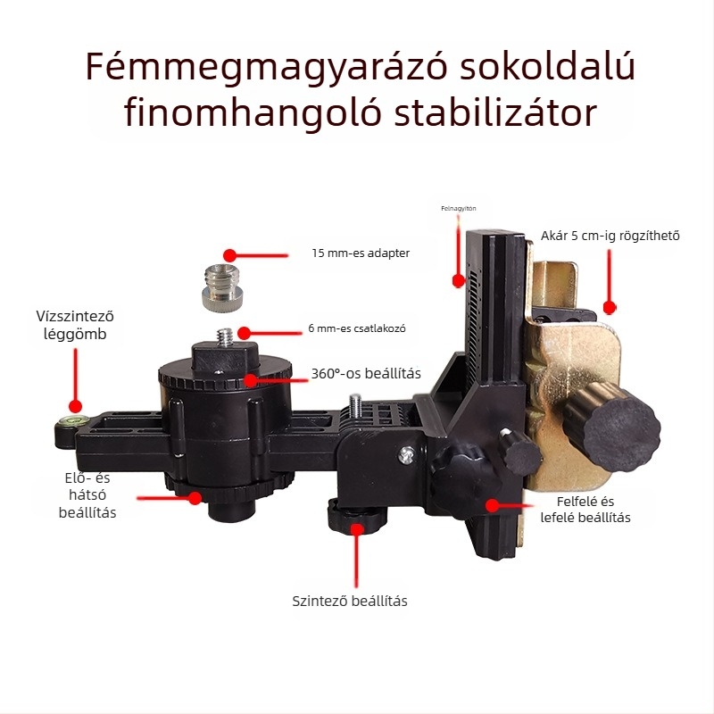 Többfunkciós pan-tilt szintező mechanizmus teleszkópos rúddal, infravörös alap és 360°-os forgó tartóval