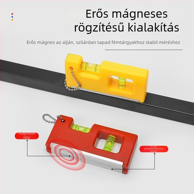 Mágneses mini szint függő lánccal és buborék indikátorral otthoni karbantartáshoz (Mágneses; Függő lánc; Buborék indikátor)