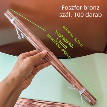 Réz- és rézötvözet elektróda foszforos réz anyaggal, áram 220 A, üzemi hőmérséklet 100 °C, hűtőkhöz alkalmas