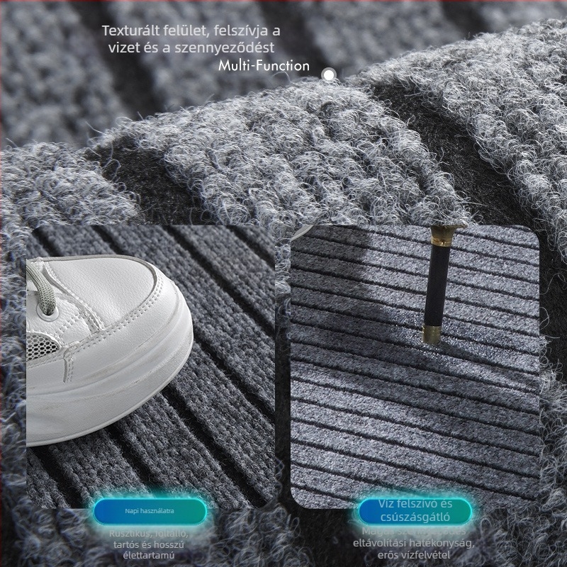 PVC bejárati szőnyeg, négyszögletes, csíkos mintázat, modern minimalista stílus, mosható