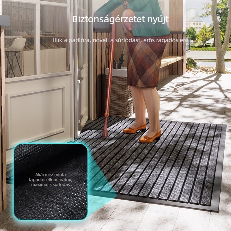 PVC bejárati szőnyeg, négyszögletes, csíkos mintázat, modern minimalista stílus, mosható