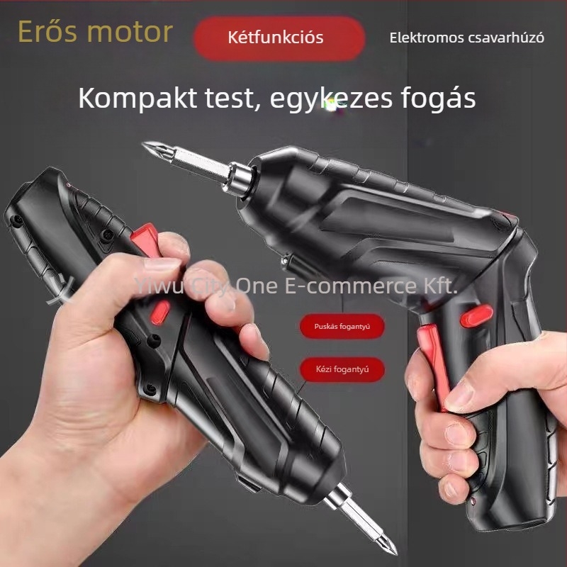 Multifunkcionális kézi elektromos csavarhúzó és kompakt fúró, újratölthető, 46-darabos készlet, króm-vanádium acél, otthoni csavarozáshoz