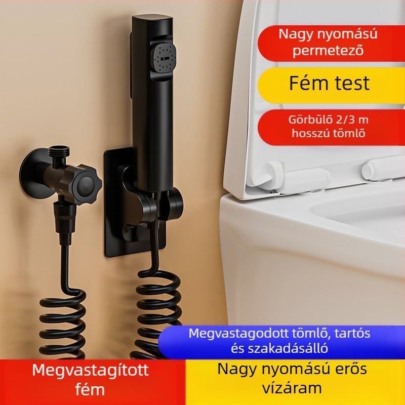 Rozsdamentes acél falra szerelhető tartó WC öblítő permetezőhöz – fúrás nélküli rögzítés, 4 mm belső átmérő, modell J-WYJ, működő nyomás 1 MPa
