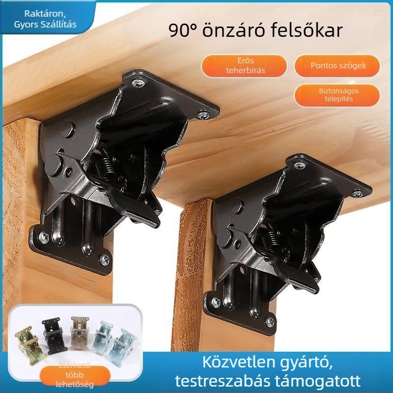 90°-os önzáró összecsukható pánt bútorokhoz — vasból készült test, nikkelezett acél felület, modern minimalist dizájn
