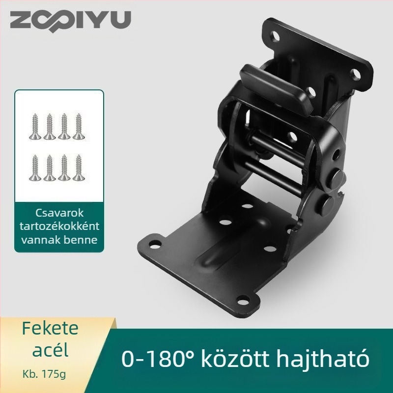 90°-os önzáró összecsukható pánt bútorokhoz — vasból készült test, nikkelezett acél felület, modern minimalist dizájn