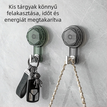 Szívókorongos forgó horog, fúrás nélküli, öntapadós tároló horog otthoni használatra, műanyag, egyágú horog, teherbírás 2 kg