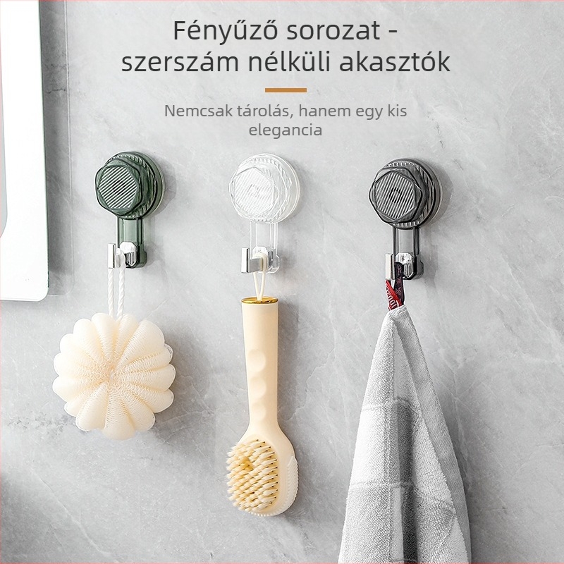 Szívókorongos forgó horog, fúrás nélküli, öntapadós tároló horog otthoni használatra, műanyag, egyágú horog, teherbírás 2 kg