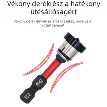 Gipszkarton pozicionáló fej, állítható mágnesgyűrűvel, S2 szerszámacélból, Philips kereszttű csavarokhoz faiparban