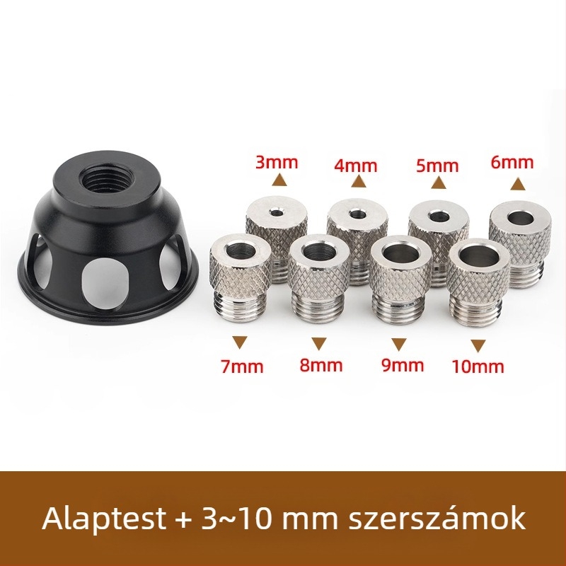 Búvónyílás-helymeghatározó bútorokhoz — függőleges fúróvezető a fa dübelekhez és egyenes furatokhoz