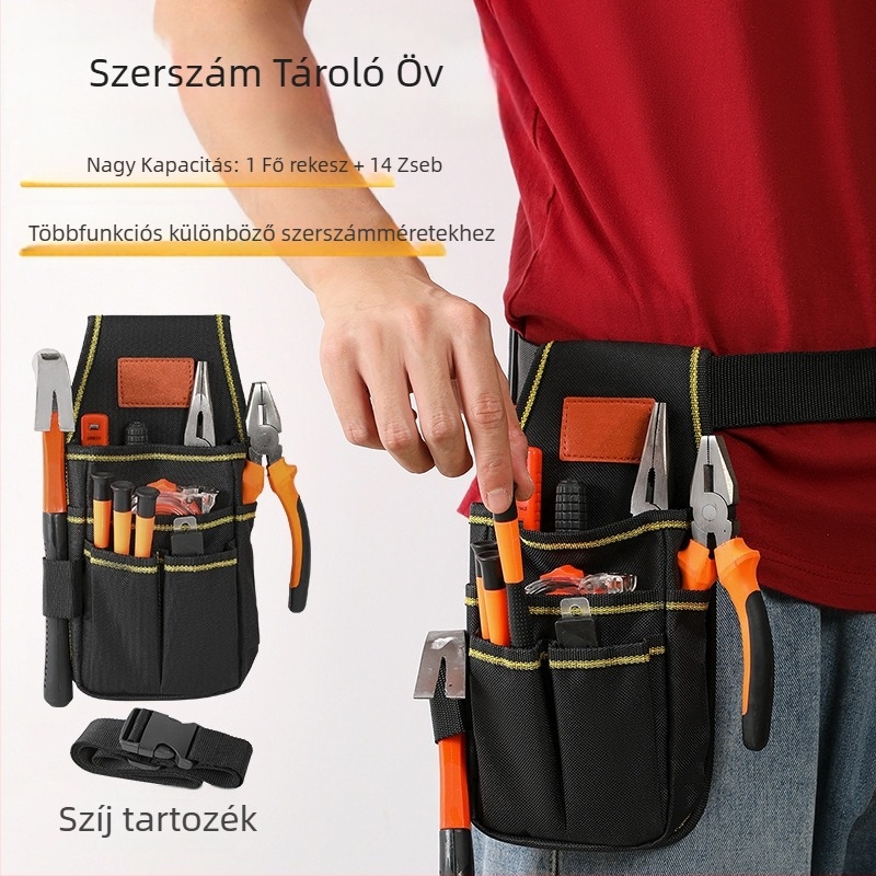 Többszintű szerszámtáska övre, állítható derék, masszív és kopásálló, ipari szintű szerszámkészlet