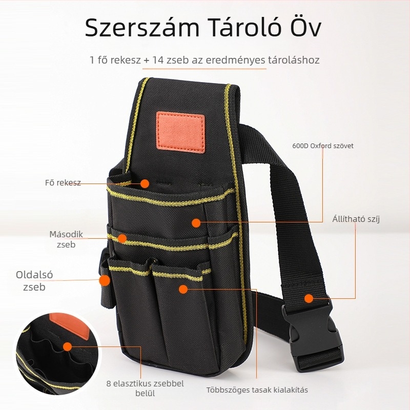 Többszintű szerszámtáska övre, állítható derék, masszív és kopásálló, ipari szintű szerszámkészlet