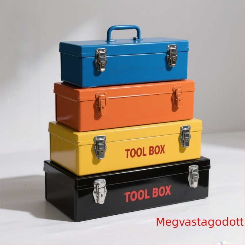 Y-350 fém szerszámos doboz, hordozható, hideg-hengerelt acélból, 10 kg teherbírás