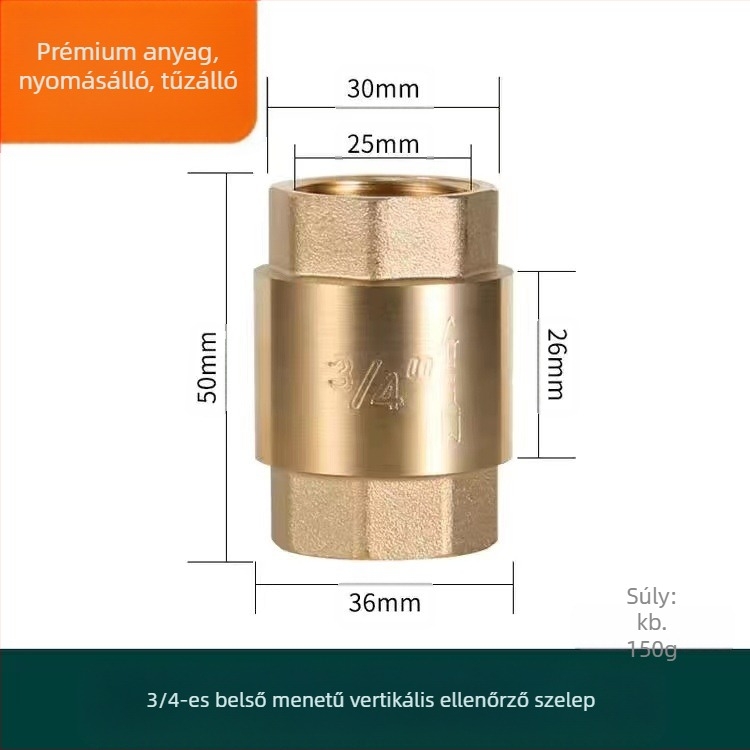 Sárgaréz függőleges visszafolyás-szelep vízvezetékhez, modern minimalist stílus