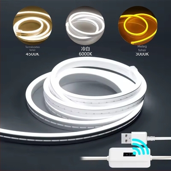 USB 5V-es dimerizálható neon LED-szalag kézmozgás-alapú fényérzékelővel, vízálló öntapadós szalag szekrényhez és hálószobához