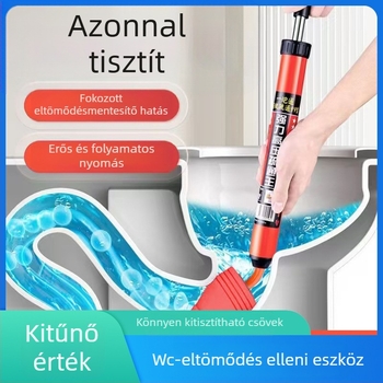 WC szívó eszköz pneumatikus működéssel, PVC kivitel, háztartási csatornázáshoz