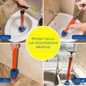 WC szívó eszköz pneumatikus működéssel, PVC kivitel, háztartási csatornázáshoz