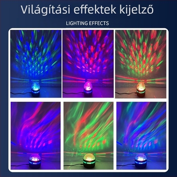 Csillagos ég vetítéses lámpa, víz-hullám effektussal és Aurora Borealis hangulattal, kreatív, színes forgó fény, éjjeliszekrényre és asztali lámpára