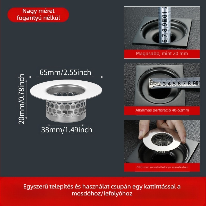 Rongfeng MPGLW-06 304 rozsdamentes acél mosogató lefolyó szűrő, lehúzható típus, szűrés