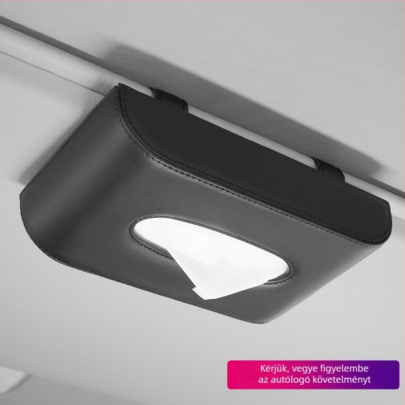 Bőr autós szalvétatartó, napellenzőről vagy tetőablakról le- vagy felakasztható, belső autó kiegészítő, testreszabható, Guangzhou eredetű