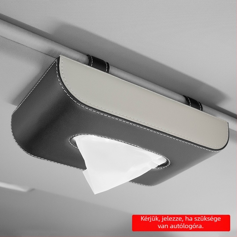 Bőr autós szalvétatartó, napellenzőről vagy tetőablakról le- vagy felakasztható, belső autó kiegészítő, testreszabható, Guangzhou eredetű