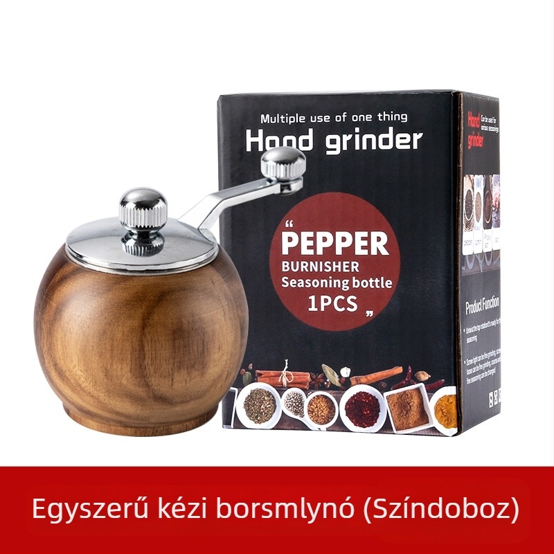 Kézi borsmalom kerámiamaggal, só- és borsfűszerezéshez, többfunkciós konyhai eszköz (kerámiamag, kézi működtetés, szilárd fűszerek, testreszabható logó)