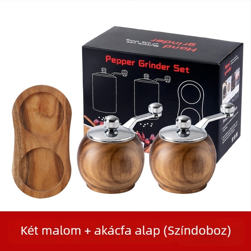 Kézi borsmalom kerámiamaggal, só- és borsfűszerezéshez, többfunkciós konyhai eszköz (kerámiamag, kézi működtetés, szilárd fűszerek, testreszabható logó)