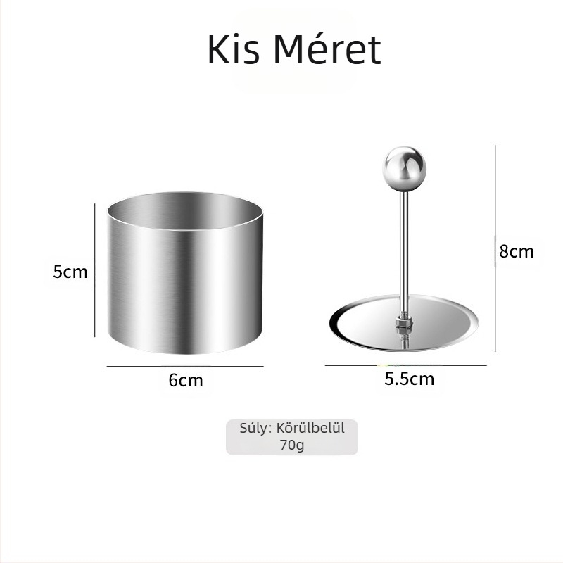 Süteményforma, kör alakú, rozsdamentes acélból; alkalmas tiramisuhoz, mousse tortákhoz és rizsgolyók készítéséhez