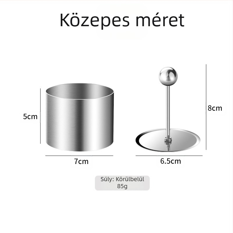 Süteményforma, kör alakú, rozsdamentes acélból; alkalmas tiramisuhoz, mousse tortákhoz és rizsgolyók készítéséhez