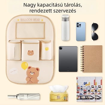 Autóülés hátsó tároló táska, függő kivitel, vízálló, 2500 ml kapacitás, univerzális illeszkedés, logónyomtatás elérhető