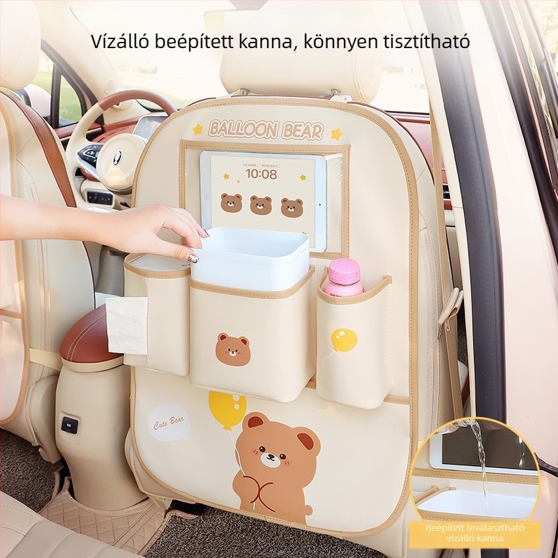 Autóülés hátsó tároló táska, függő kivitel, vízálló, 2500 ml kapacitás, univerzális illeszkedés, logónyomtatás elérhető