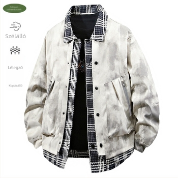 3D-s dizájnú farmerdzseki patchwork kockás mintával, tie-dye, lazán szabott (Tavasz 2025)