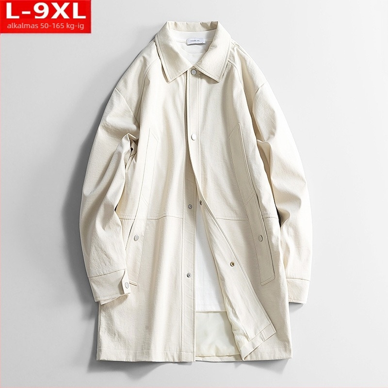 Férfi kabát Hong Kong wind stílusban, középhosszú, galléros, egyrendű gombolású