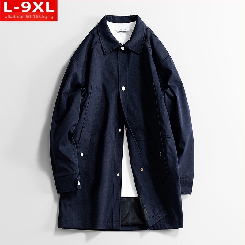 Férfi kabát Hong Kong wind stílusban, középhosszú, galléros, egyrendű gombolású