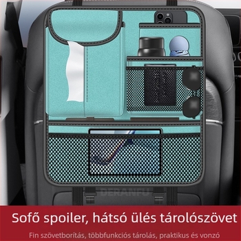 Autó hátsóülés szervező zsebkendő tartóval — bőr, hátsó ülés pozíció, testreszabható, logónyomtatás, felakasztható rögzítés